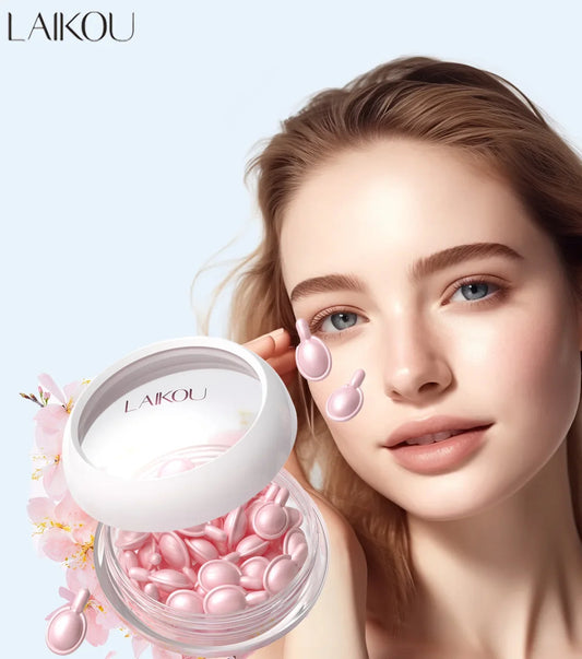 LAIKOU Sakura Facial Serum Moisturizing Brightening Face Serum Anti-Wrinkle Firming Brighten Skin Care Cosmetics 30pcs*0.5ml