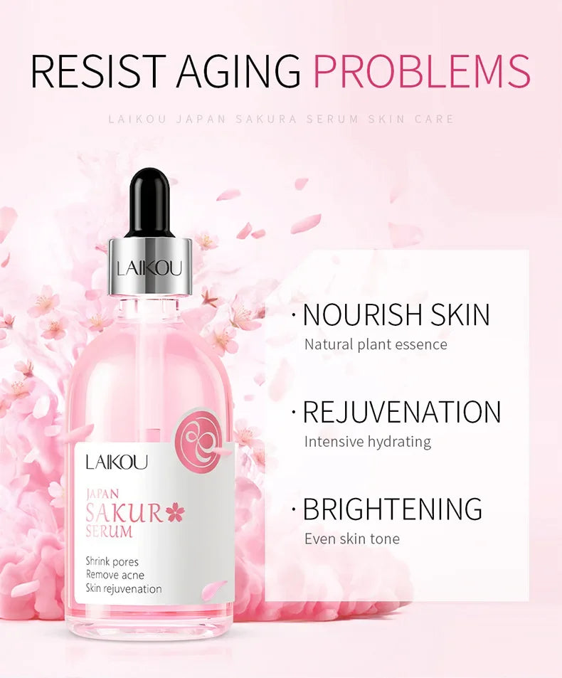 LAIKOU Cherry Blossom Essence 100ml Original Solution Moisturizing Facial Care Brighten Tighten Hydrating Repair Soothe Soften